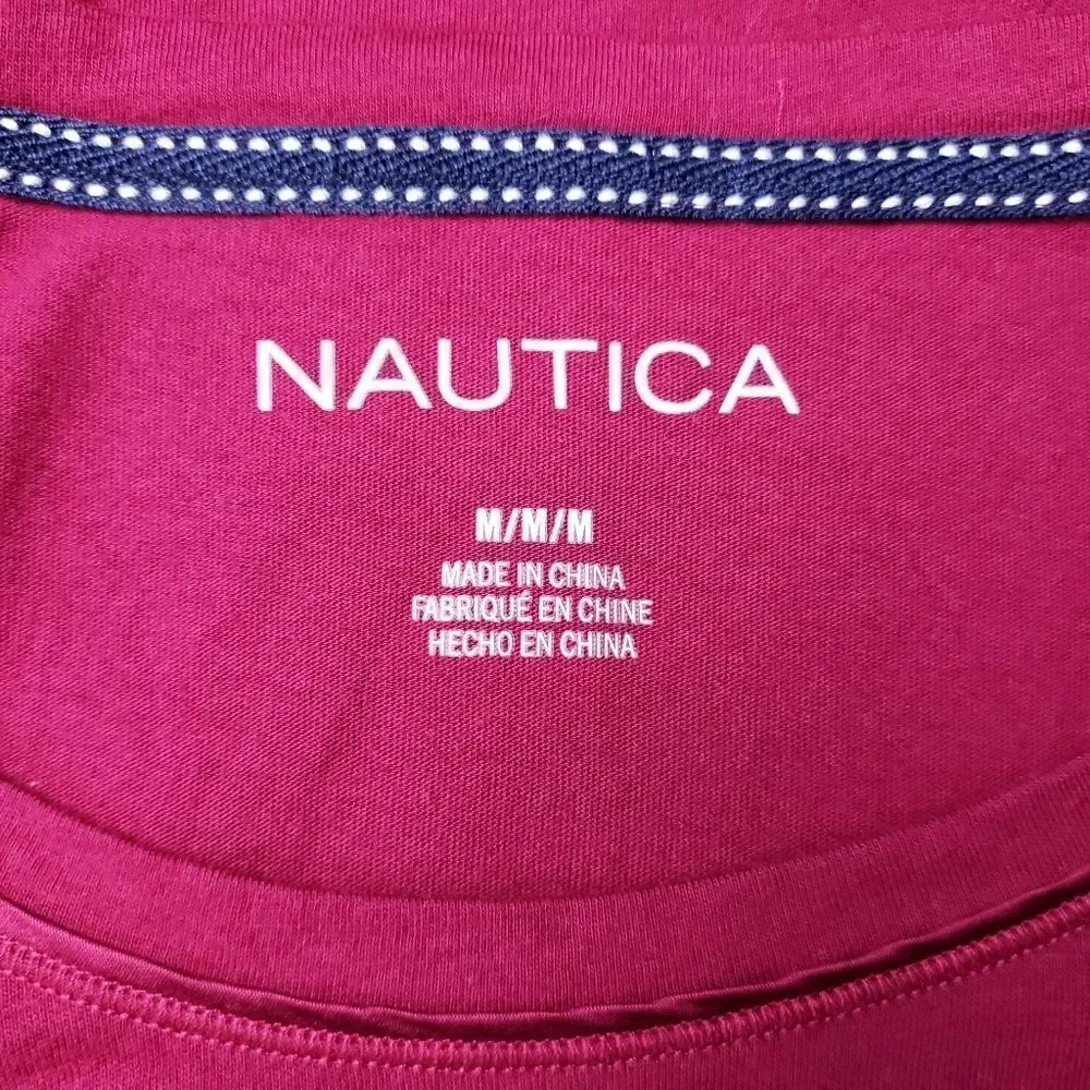 Nautica pink long sleeve scoop neck top Medium